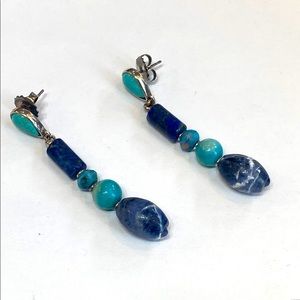 Turquoise and lapis drop earrings🌺vintage
